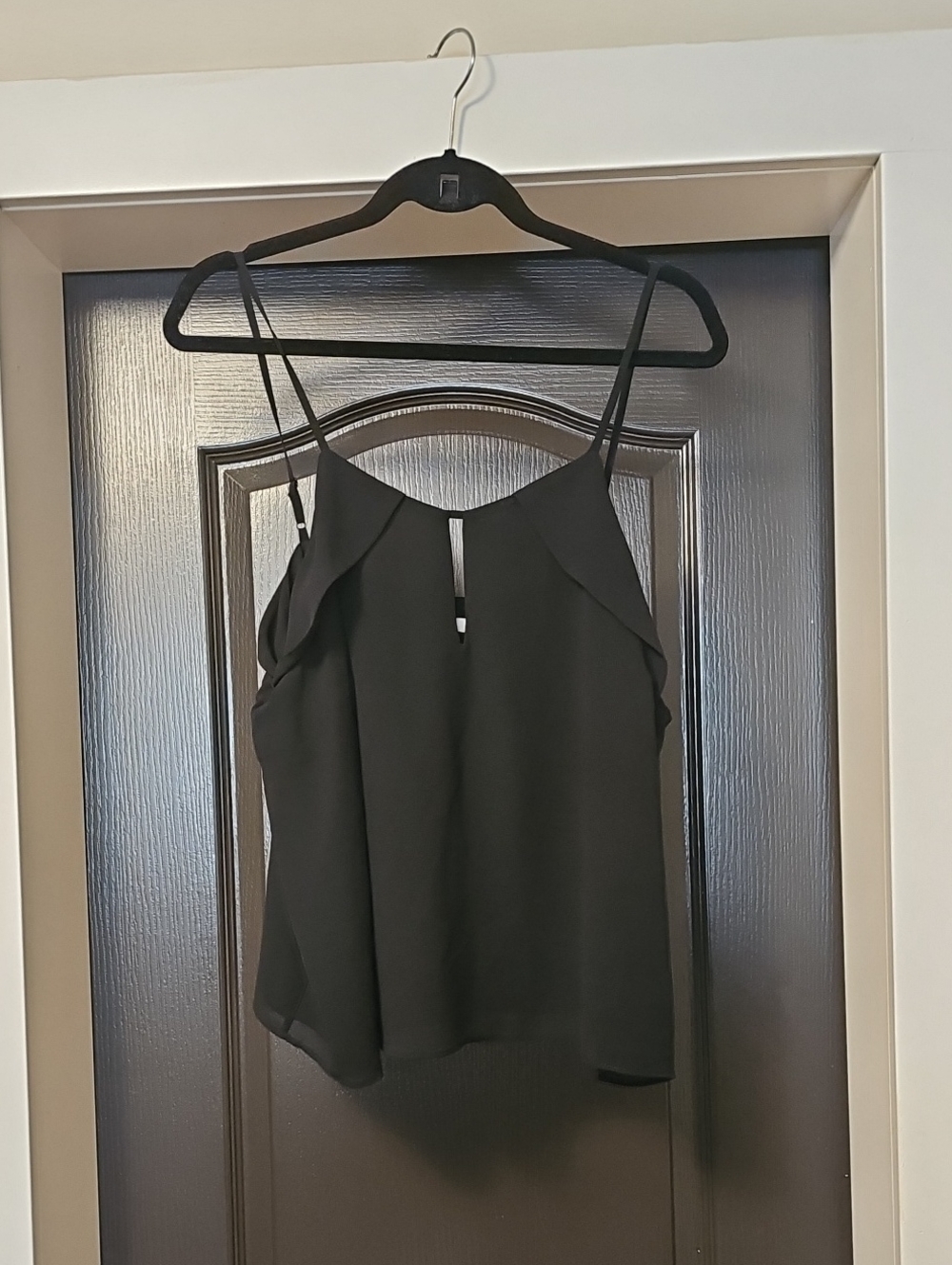 Black Sleeveless Ruffle-Trim Cami Top - Women